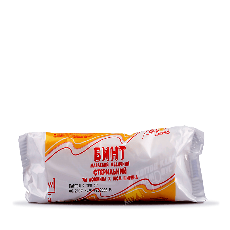 Бинт марлевий медичний стерильний 7м х 14см "НАША ВАТА"